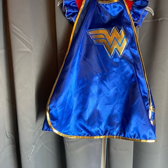 Wonder Woman Kids Costume Dress with Cape, Headband, Wristbands, and Belt- Small - Picture 4 of 10
